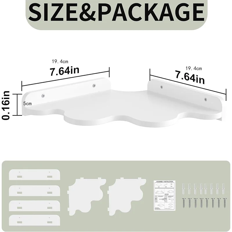 מדף אחסון בצורת ענן לחדר הילדים ולסלון, מדף משולב יצירתי ומעוצב לאחסון