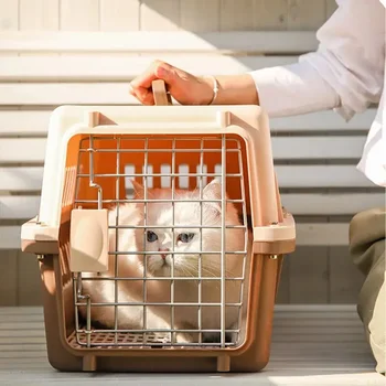 Small Cat And Dog Portable Pet Transport Cage - Indoor And Outdoor Articulated Roof Air Travel And Home Cages, Car/Sea Kennels 1