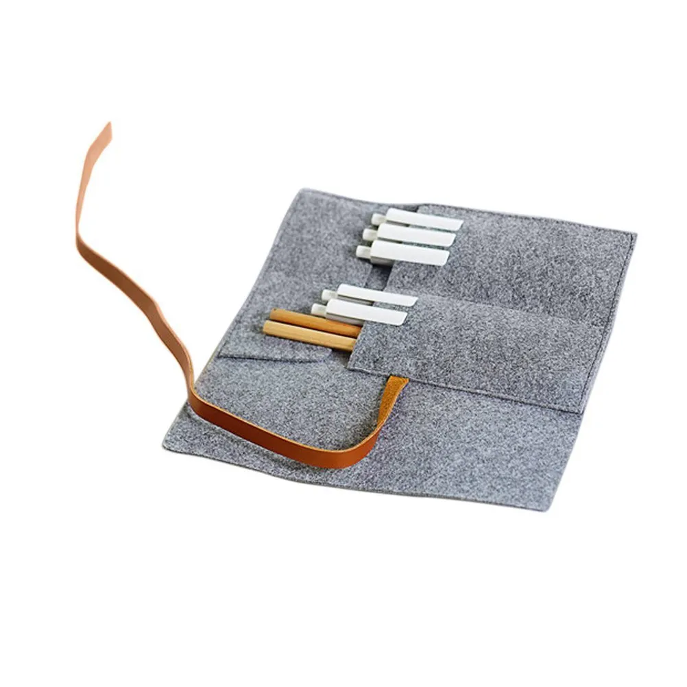 2Pcs 롤업 펜 파우치 연필 케이스 주최자 접이식 보관 가방 학교 문구 홀더 짙은 회색 밝은 회색