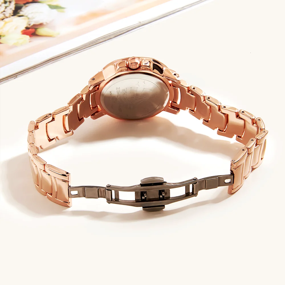 DOM watch light luxury watch retro fashion steel belt Full Diamond dial watch Quartz watch Waterproof Ladies Steel Strap G-1573