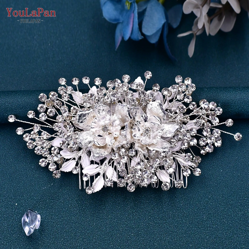 YouLaPan HP352 Fashion Wedding Headdress Bridal Hair Comb and Pin Hair Clips Woman Accessories Alloy Flower Bride Headwear