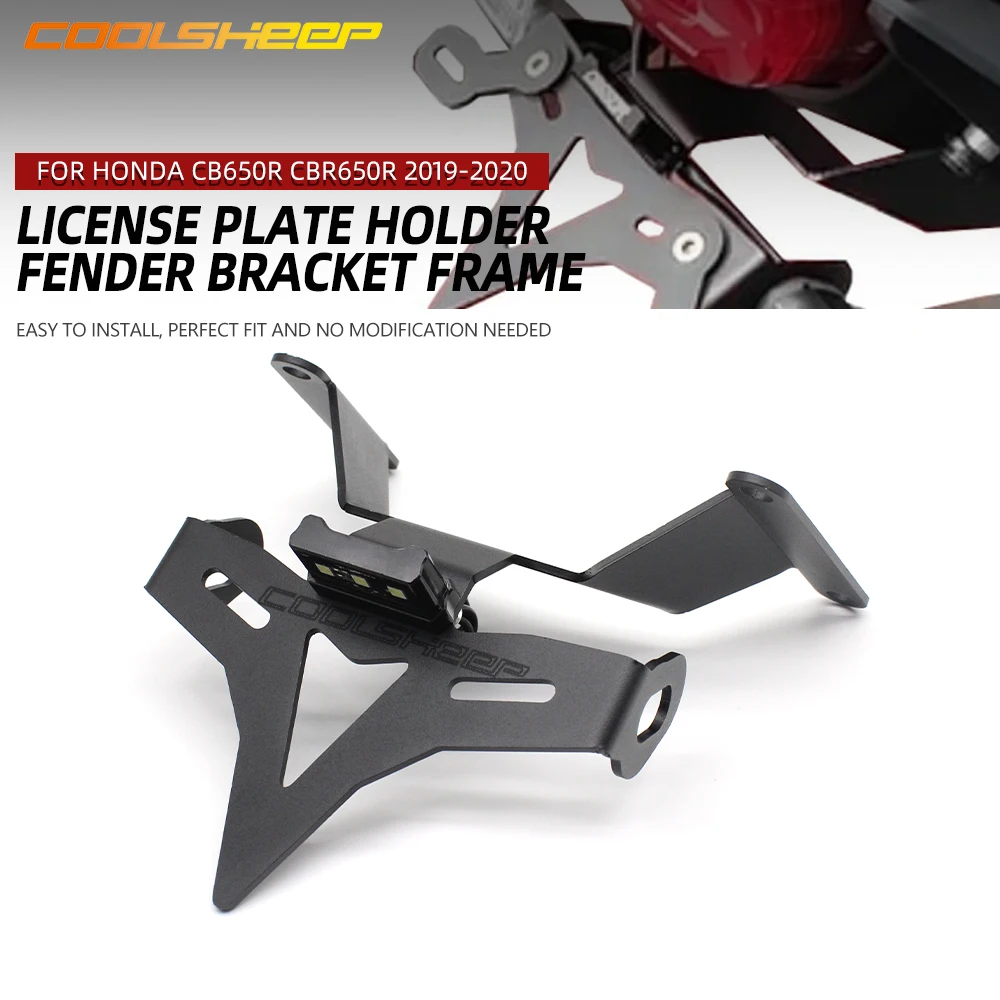 

License Plate Holder For Honda CB650R CBR650R CB CBR 650R 2019 2020 Fender Bracket Frame With LED Light Tail Light Bracket Tidy