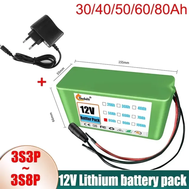 Batterie au Lithium 50000mAh 18650 batterie Rechargeable pour vélo de pêche avec chargeur BMS 12V 3S5P Batteries de grande capacité 1