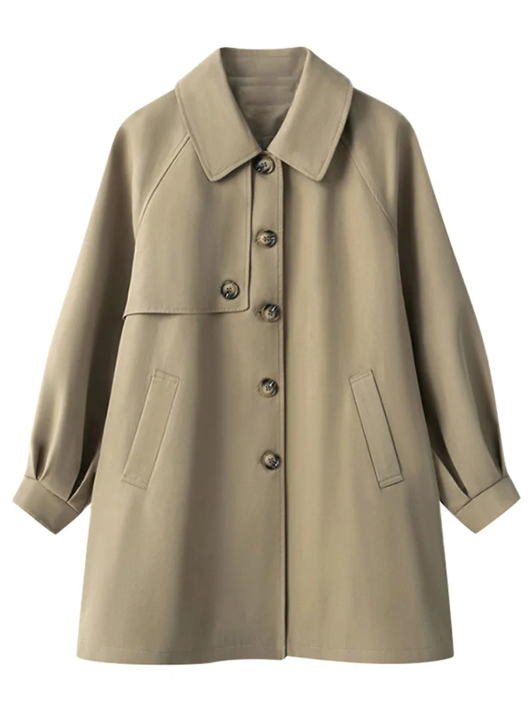 

Women's Clothing Mid-Length Loose Lantern Sleeve Trench Coat Autumn New 0220