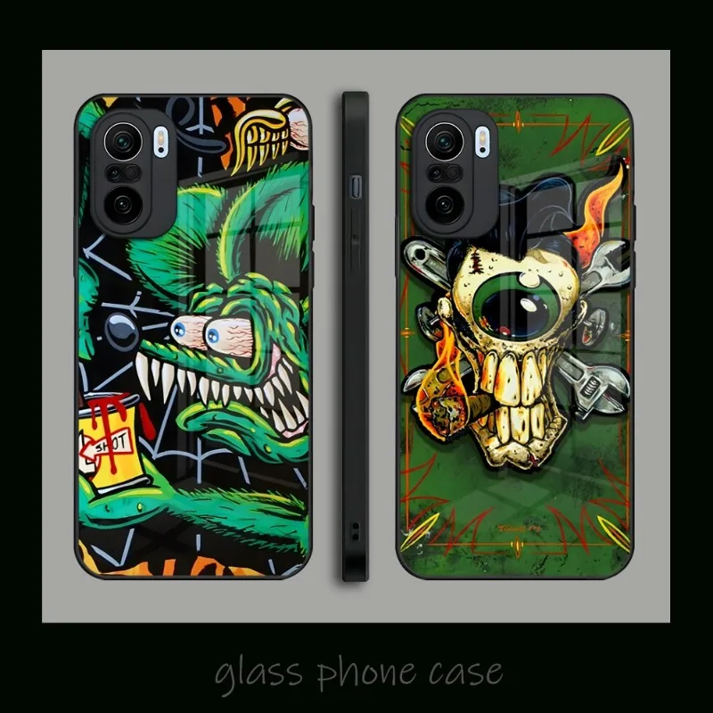 Tales Of The Rat Fink Art Custodia In Vetro Per Xiaomi 12 12Pro 11 11T 10 Lite Pocof3 Redmi Note 10 9 8 Pro 9T 9A Pocox3Pro Cover