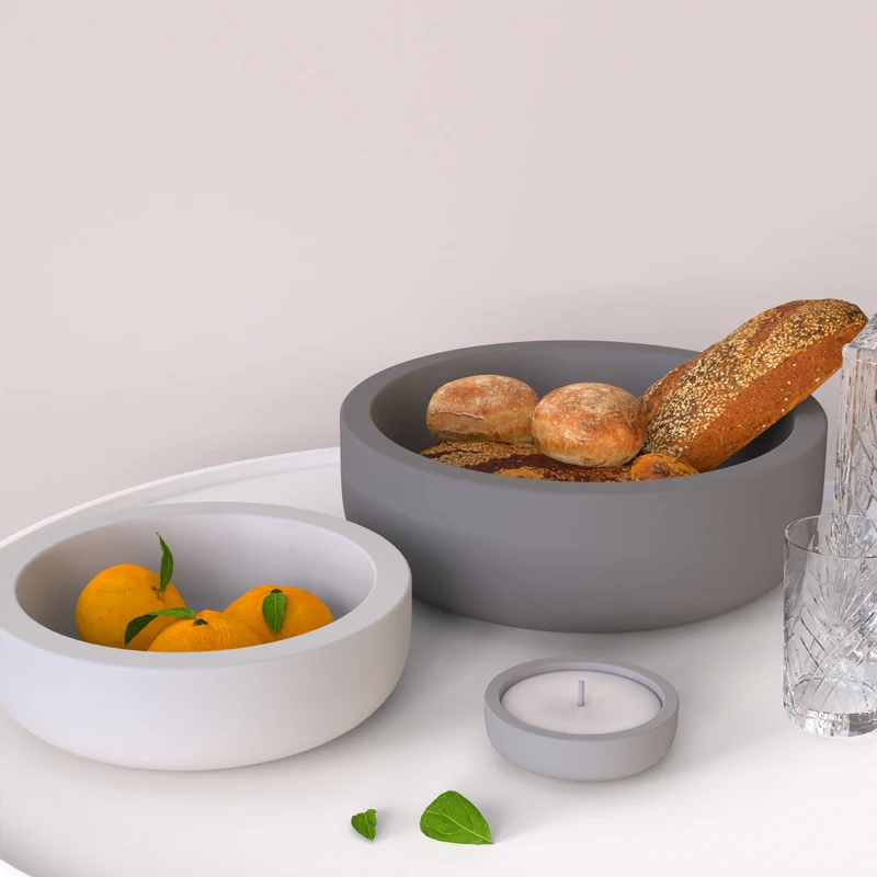 

Concrete Bowl Silicone Mold Food Storage Basin Molds Large size basin bowl Cement Candlestick silicone mold