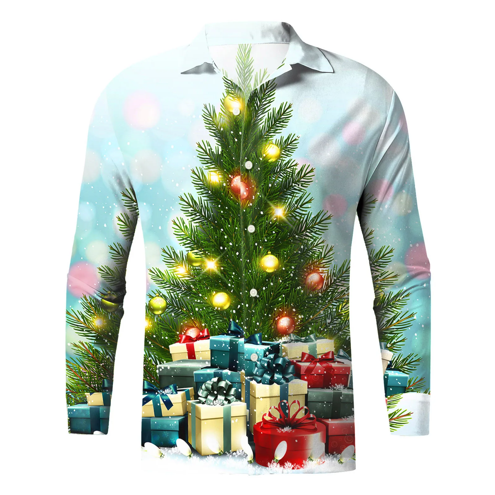 

2024 Men's ShirtsChristmas Graphic Santa Claus Hawaiian Harajuku Tops Short Print Tee Lapel Fashion Holiday Oversized Clothes