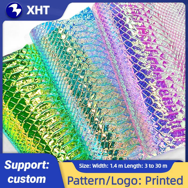 

30x135cm Crocodile Embossed PVC Fabric Iridescent Holographic Laser Rainbow Shiny Vinyl DIY Bow Earring Making Craft Bag Sheets