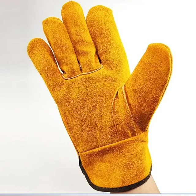 Men Work Gloves Soft Cowhide Driver Hunting Driving Farm Garden Welding Security Protection Safety Mechanic Glove 3