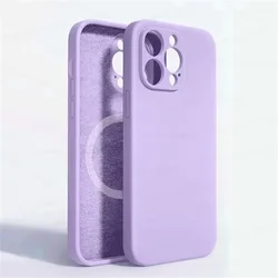 Premium Liquid Silicone Magnetic Wireless Charging Case - Soft, Durable, and Stylish Protective Cover - iPhone 12 Pro (Glass purple)