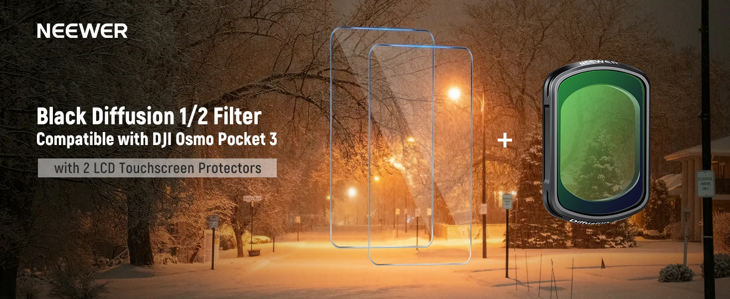NEEWER Magnetic Black Mist Diffusion 1/2 Filter Compatible with Osmo Pocket 3 E