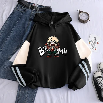 Anime My Hero Academia Kawaii Bakugo Katsuki Manga Hoodies Men Plus Size Patchwork Clothes Fleece Warm Winter Hooded Sweatshirt 2