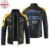 Ford LOGO printed racing suit pu leather jacket windproof four-season Ford team men's jacket overalls 3