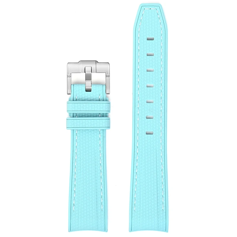 Diving Curved End Silicone Rubber Watch Strap, 20mm