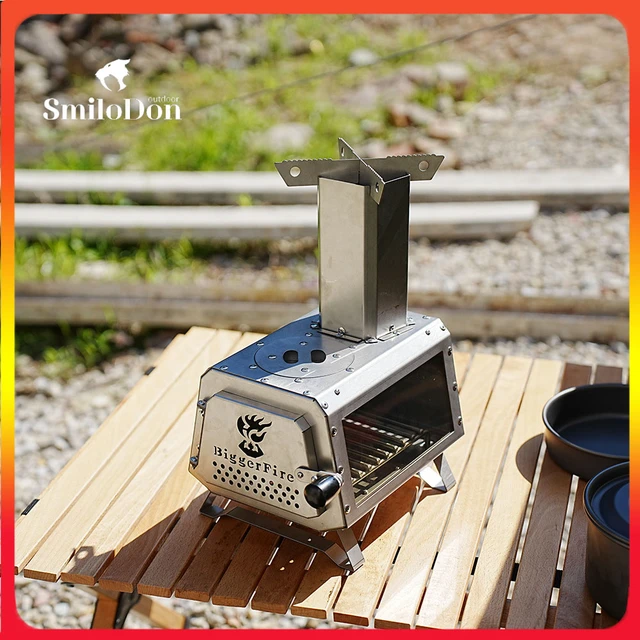 Mini poêle à bois de Camping Portable pliable, barbecue, Grill, brûleur de  charbon de bois d'extérieur, pour la cuisine - AliExpress