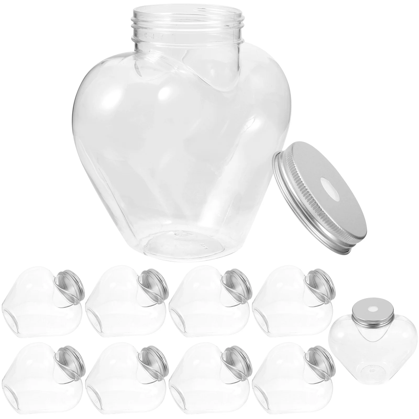 

10pcs Empty Plastic Juice Bottles Heart Shaped Bottles Reusable Water Bottles Drink Containers