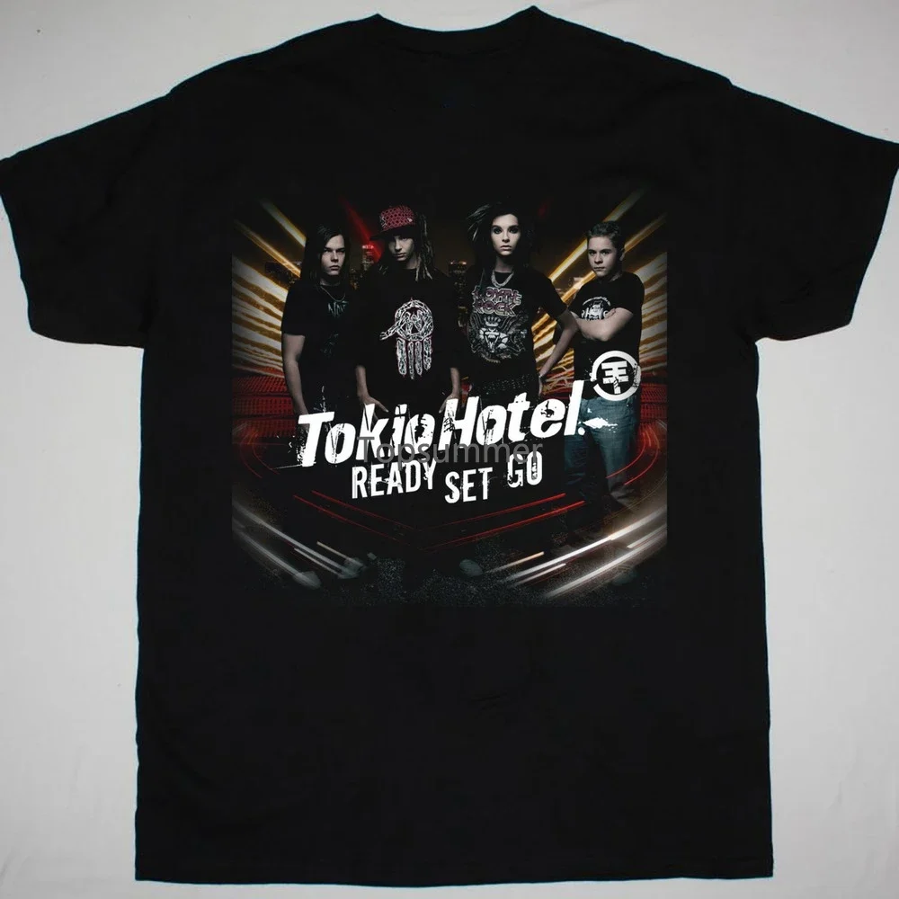 

Tokio Hotel Ready Set Go T-Shirt Short Sleeve Cotton Black Men S To 3Xl