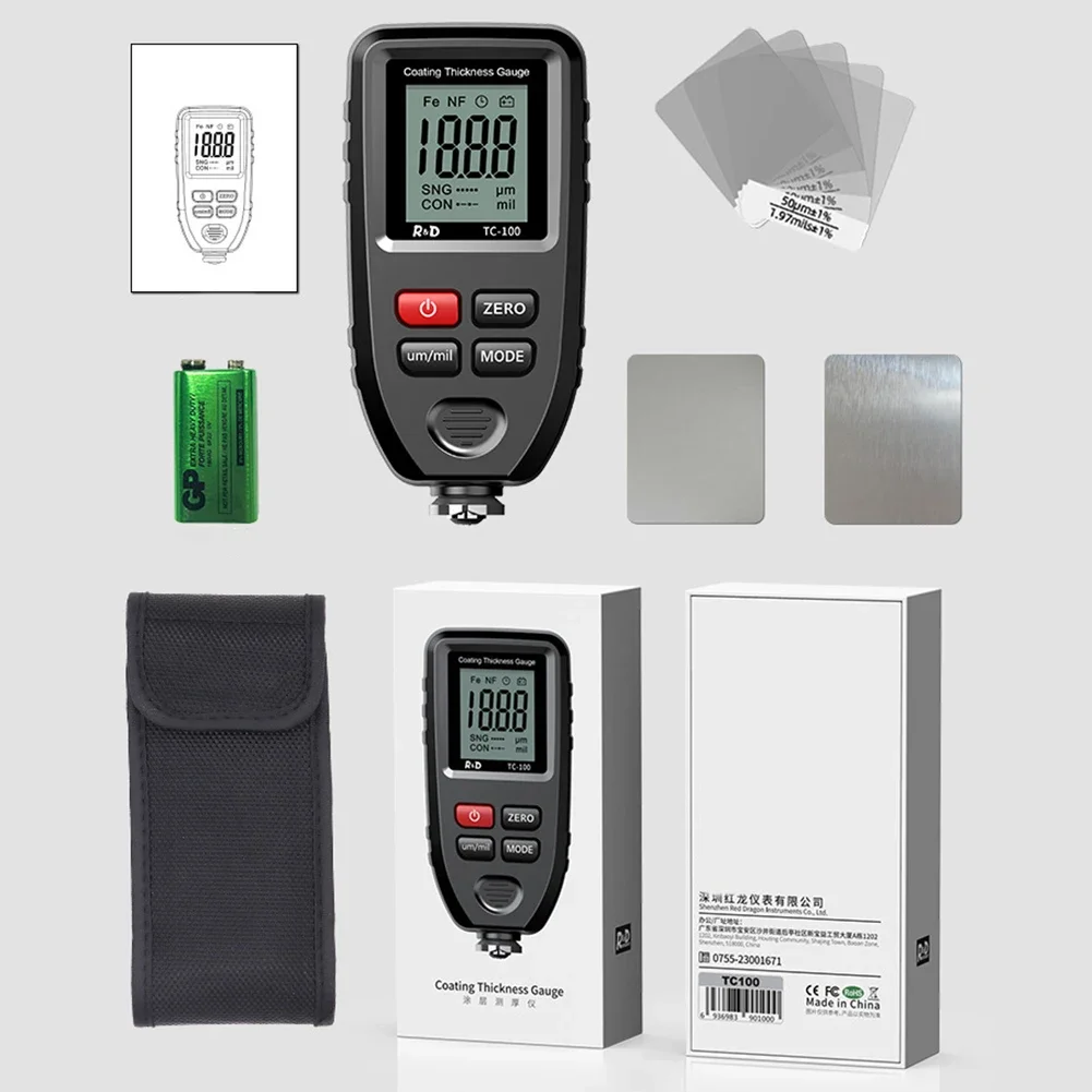 Coation Thickness Gauge 0.1micron/0-1300 Car Paint Film Thickness Tester Car Coating Measuring Tools Automotive Paint Meter