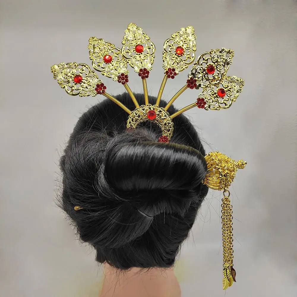 

Ancient Style Headwear Thai Headdress Ancient Hanfu Headwear Flower U Shape Hairpin Leaf Gold Metal Hair Sticks