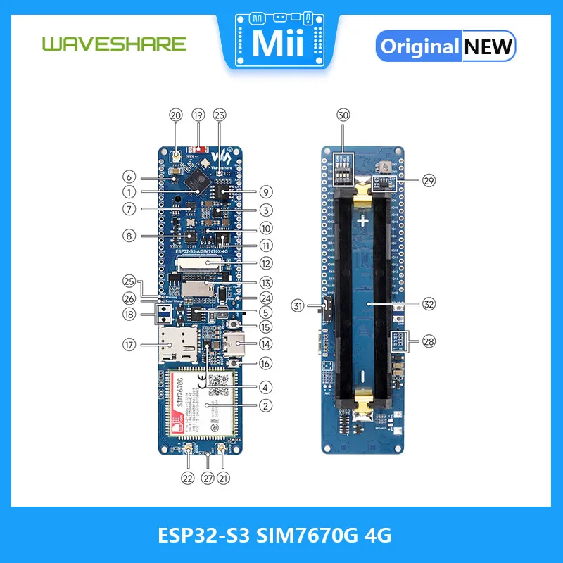 ESP32-S3 SIM7670G 4G  , LTE Cat-1, WiFi, , GNSS Ŵ , ۷ι Ŀ Ƽ 