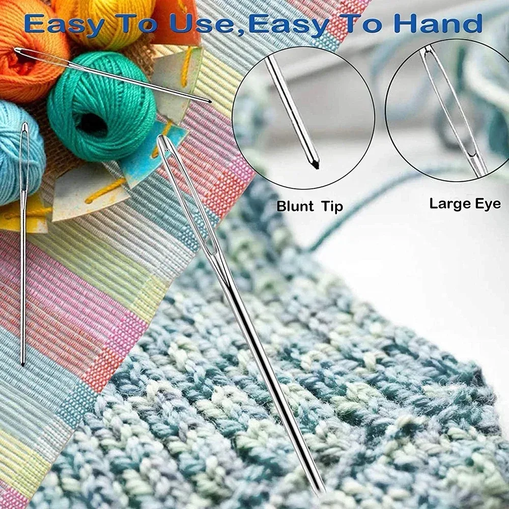 26Pcs sewing knitting kits large eye blunt yarn needles plastic weaving needles crochet locking counter stitch markers