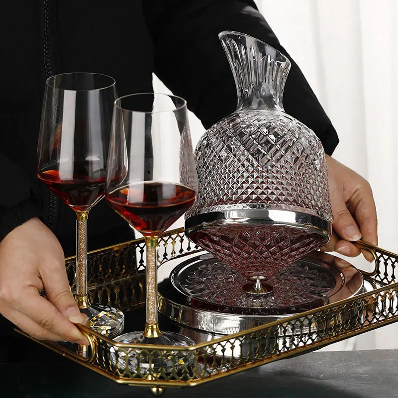 Décanteur à vin rotatif à 360 ° - Carafe à décanter pour alcool - Carafe à  décanter avec boîte de luxe en cristal sans plomb pour les amateurs de vin