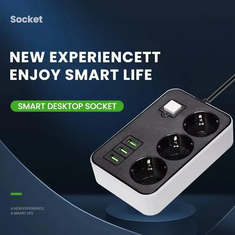 Power Strip Round Power Strip USB Travel Adapter Socket Power Plug Eu 2M 3M Extension Cable Kitchen Household Use Universal Charger