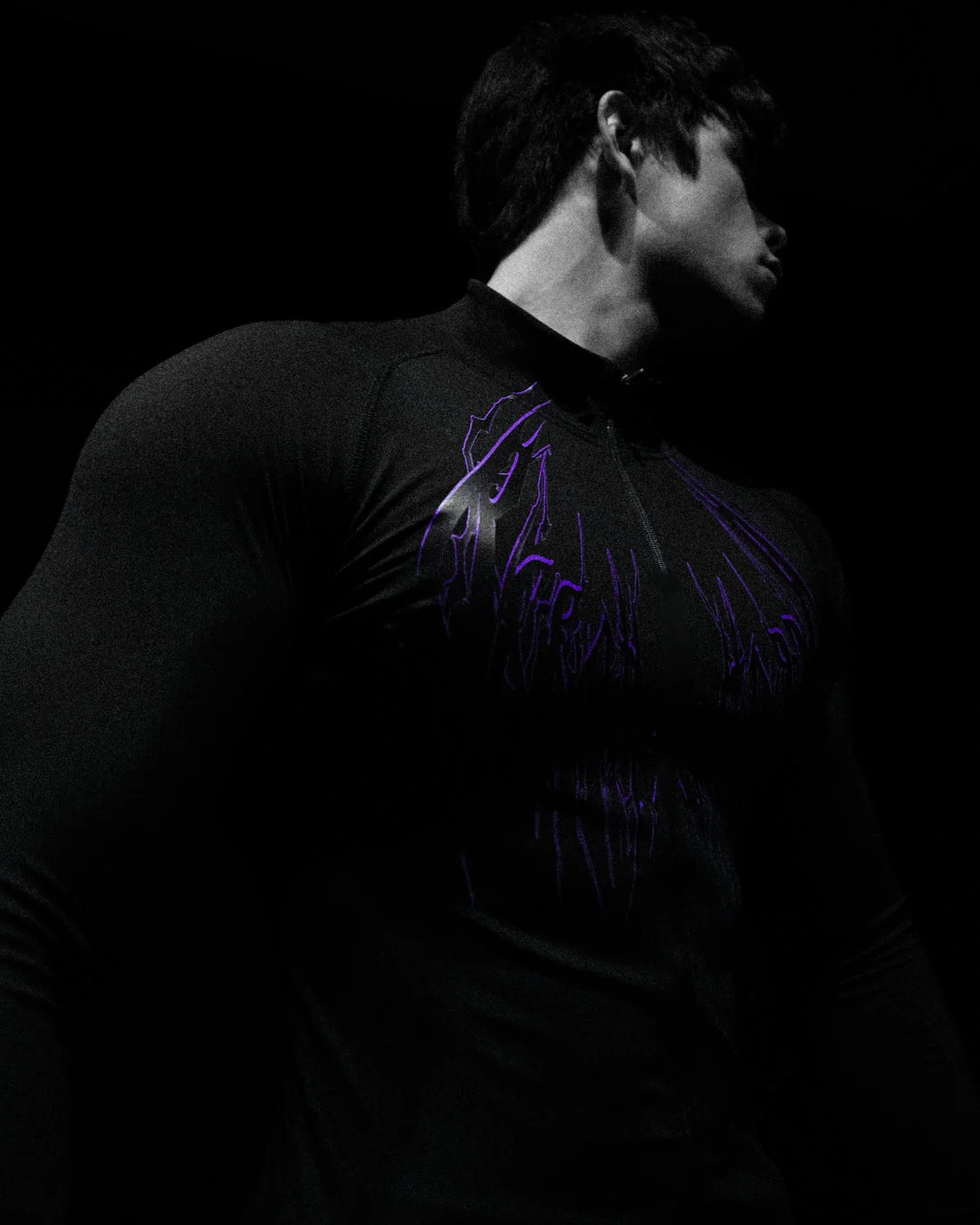 Breathedivinity Compression Shirt Short Sleeve tops Muscle GYM Fitness Mock Neck in Black Wolves Club Y2K 5