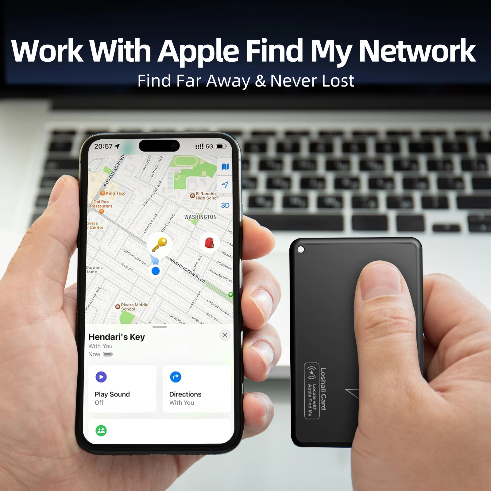 Wallet GPS Tracker Card Finder Works with Apple Find My Finder Locator For Lugga