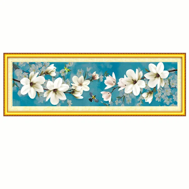 Magnolia fleur et oiseau point de croix Kit de bricolage 11CT 9CT broderie à la main nouvelle décoration de la maison peinture artisanat peinture Pack ensemble 2