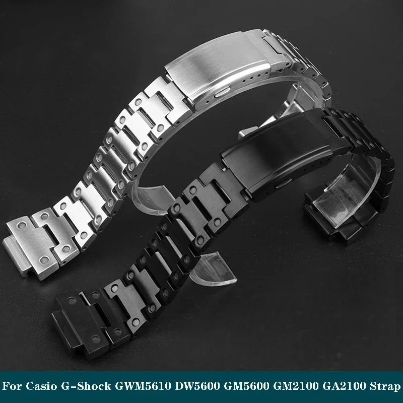 Cinturino Solido In Acciaio Inossidabile Per Casio G-Shock Gwm5610 Dw5600 Gw-5000 G-5600 Ga2100 Gm5600 Gm2100 Cinturino Per Orologio Da Uomo 16Mm