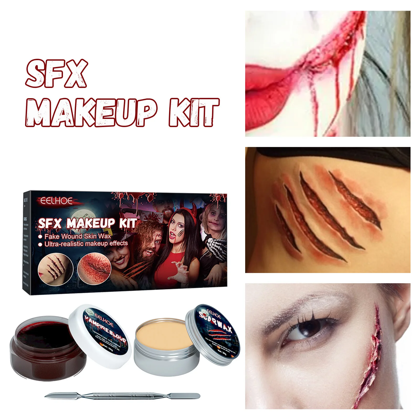 EELHOE SFX Makeup Kit Scars Wax Halloween Stage Fake Wound Skin Party