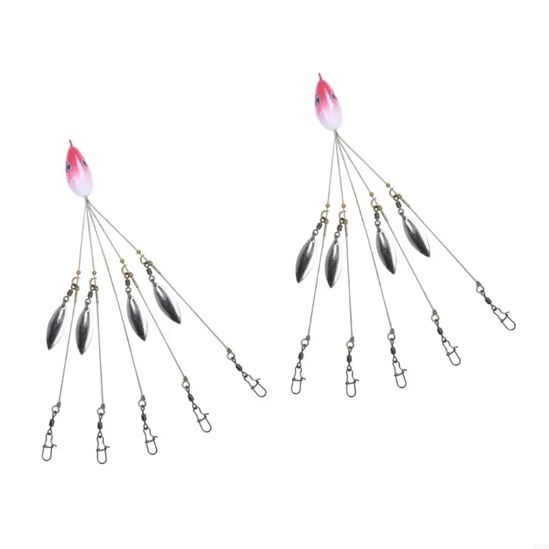 2 Stück Regenschirm-Angelköder Rig Swarms Attack Roads Runner Baits Meeresangelgerät für Süß- und Salzwasser Dauerhaft 69HD – Detail 5