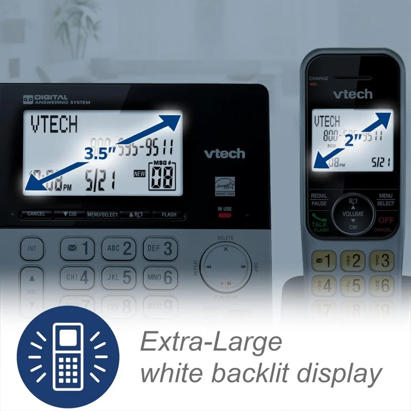 VG208-2 DECT 6.0 2-Handsets Corded/Cordless Phone for Home with Answering Machine, Call Blocking, Caller ID