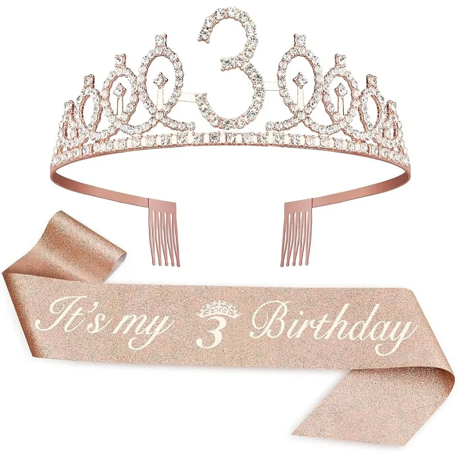 Elegant Birthday Tiara Crown and Sash for Women and Girls - Celebration Party Decorations & Gifts