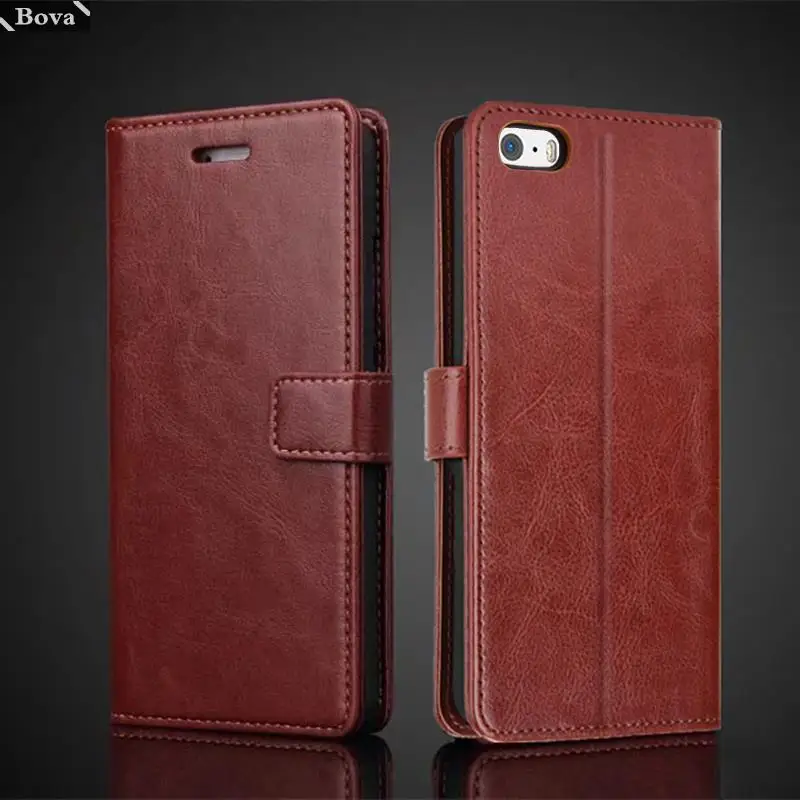 Leather Flip Wallet Case - Retro Card Holder Cover