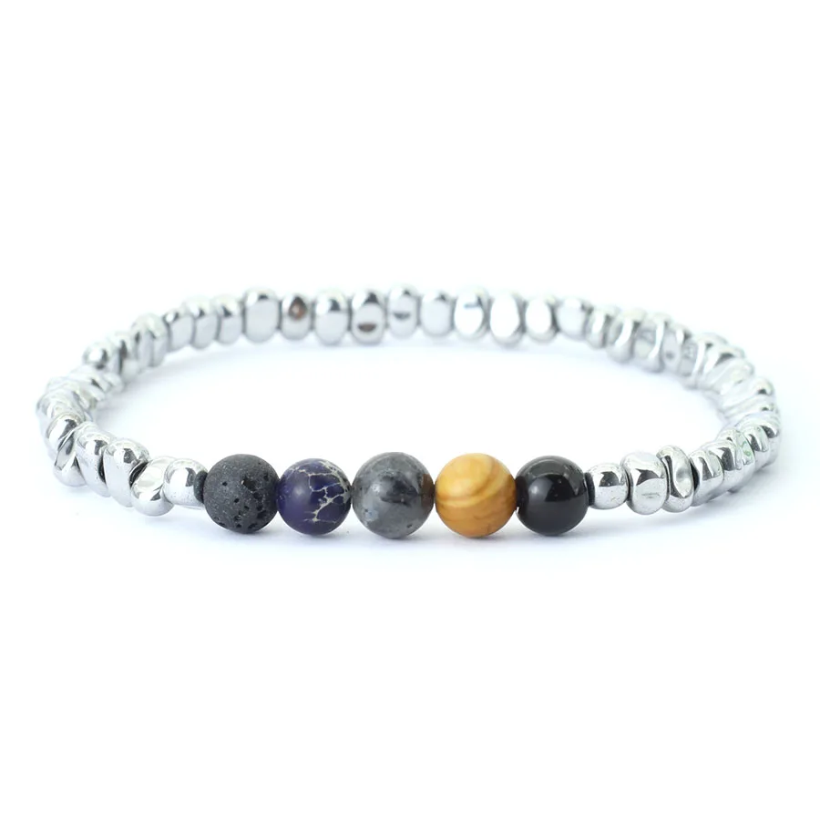 Neue Perlen Armband Für Männer Unregelmäßigen Hämatit Stein Chakra Armband Homme Hand Freizeit Pulseira Edelstein Stretch Armband – Detail 10