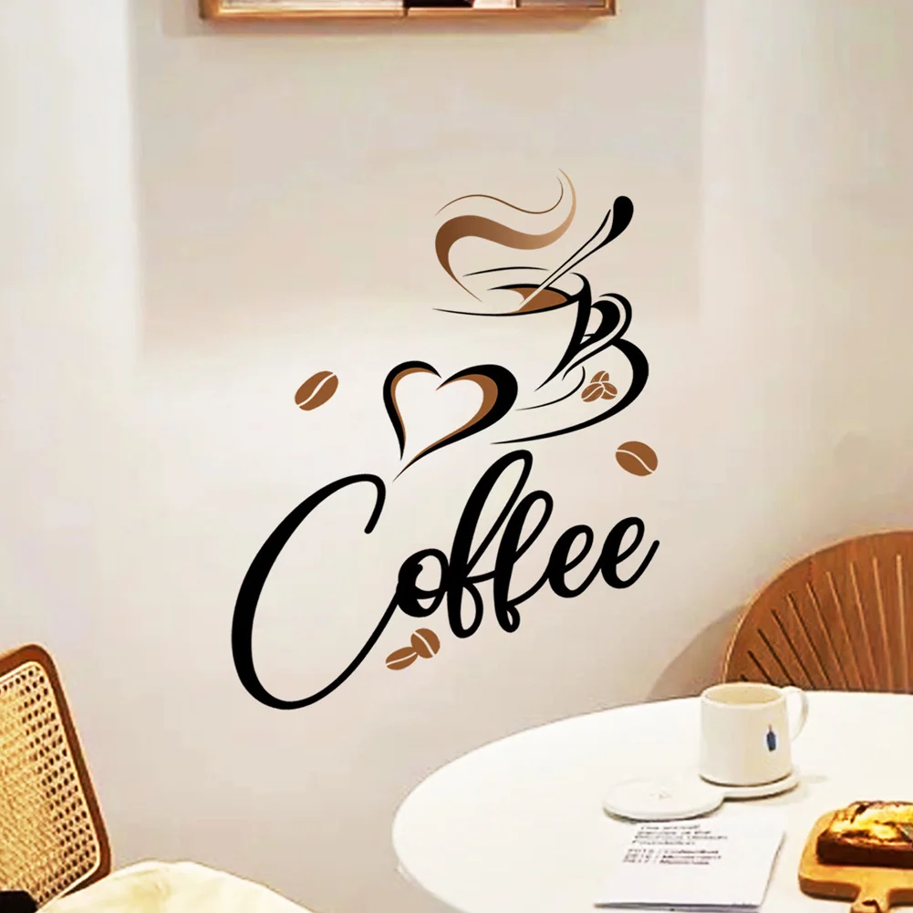 Wall Stickers Coffee Cup Mural For Kitchen Home Living Room Restaurant Cafe Decor