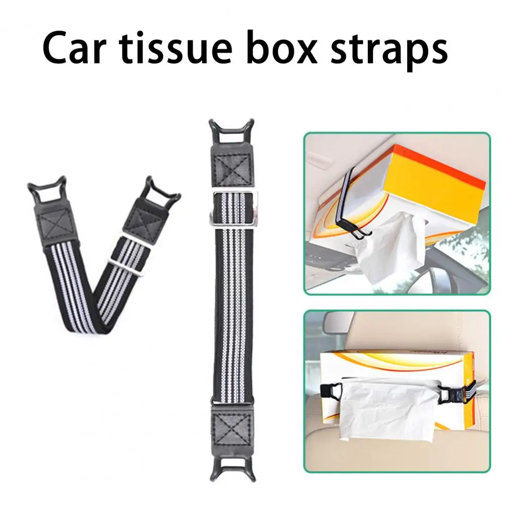 

Tissue Holder Elastic Band Portable Stretchy Double End Hooks Adjustable High Tensile Napkin Dispenser Box Fixing Strap For Car