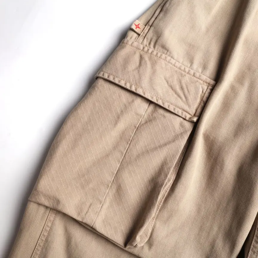 Jenny&Dave Heavy Work Pocket Loose Straight Casual Trousers American Style Retro Worn-Out Cotton Cargo Pants Men XXL XXXL