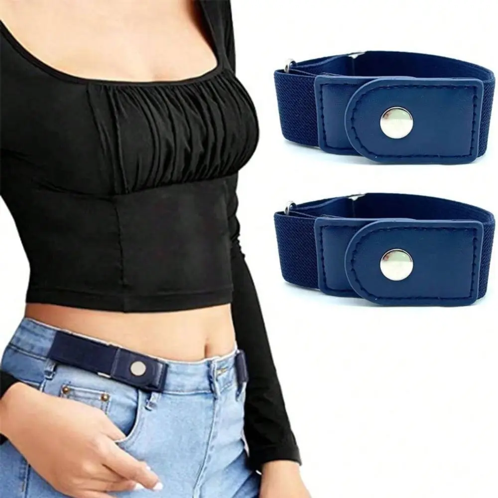 No Buckle Elastic Belt 2pcs/set for Women Men Unisex Stretch Belt for Pants Jeans Casual Buckle Free Adjustable Invisible