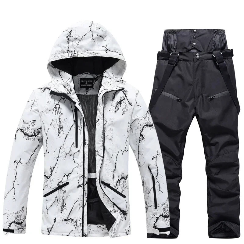 Winter Ski Suit Set Cold Snowboard Men/Women Double Board Hooded Skiing Ski Suit Waterproof Windproof Outdoor Skiing Jacket/Pant 2