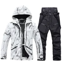 Winter Ski Suit Set Cold Snowboard Men/Women Double Board Hooded Skiing Ski Suit Waterproof Windproof Outdoor Skiing Jacket/Pant 2