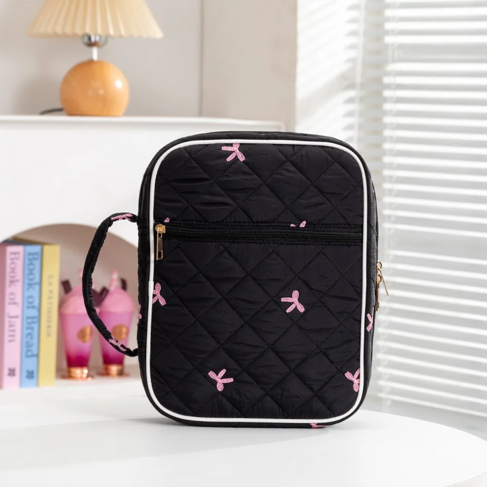 Quilted Portable Book Sleeve with Zipper Dustproof Carrying Case
