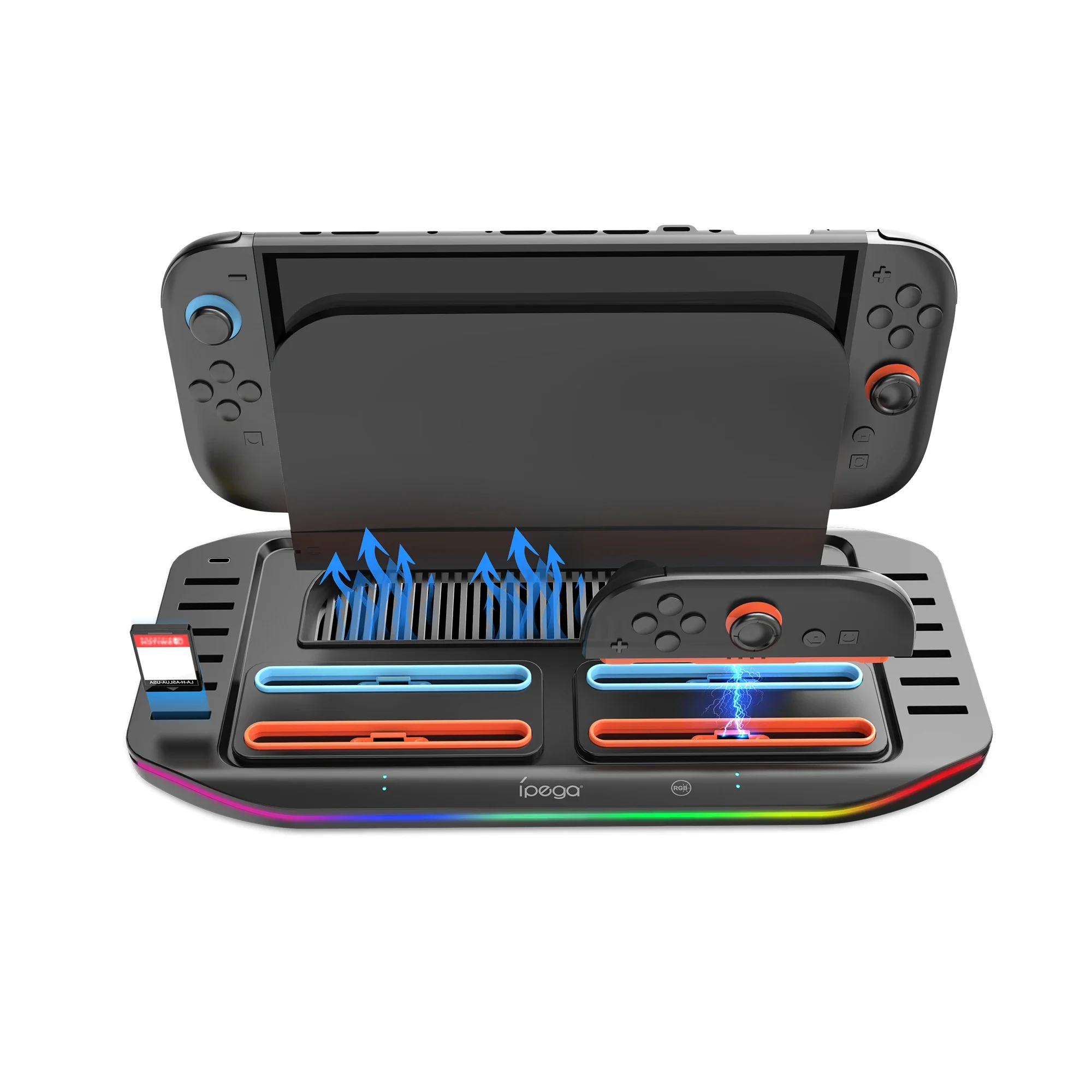 For Switch2 generation host charging dock NS2 left and right handle holders with colorful lights for storing game cartridges