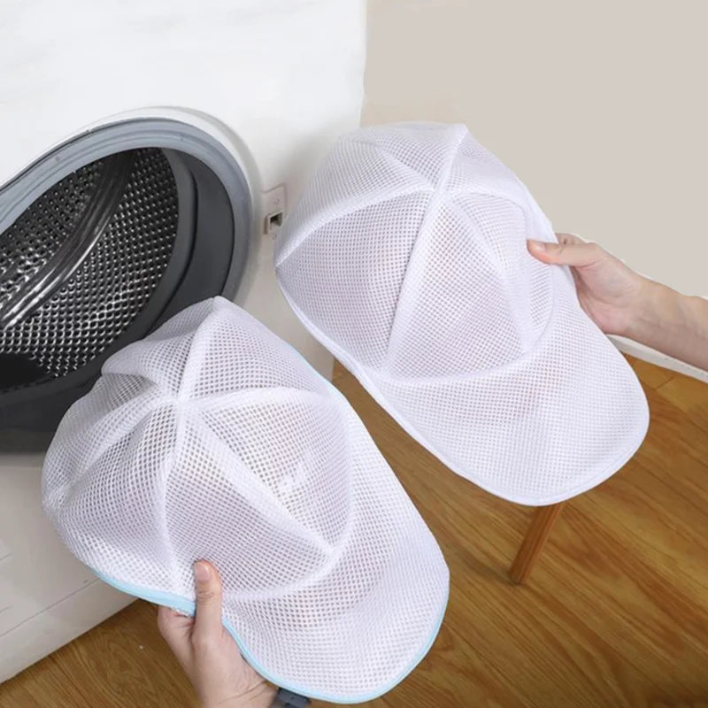 Hat Wash Protector Baseball Cap Cleaner Laundry Bag Wash Hat Bag Washing Machine Mesh Household Cleaning Supplies 1/2PCS laundry bag baseball cap washing bag