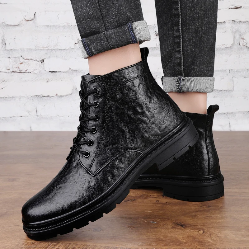 Men's Shoes Genuine Leather Male Desert Boots Low Top Men