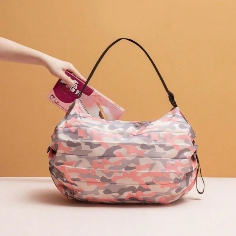 Waterproof Foldable Large Capacity Shopping Tote Polyester Adjustable Straps Circular Design for Travel Grocery Beach