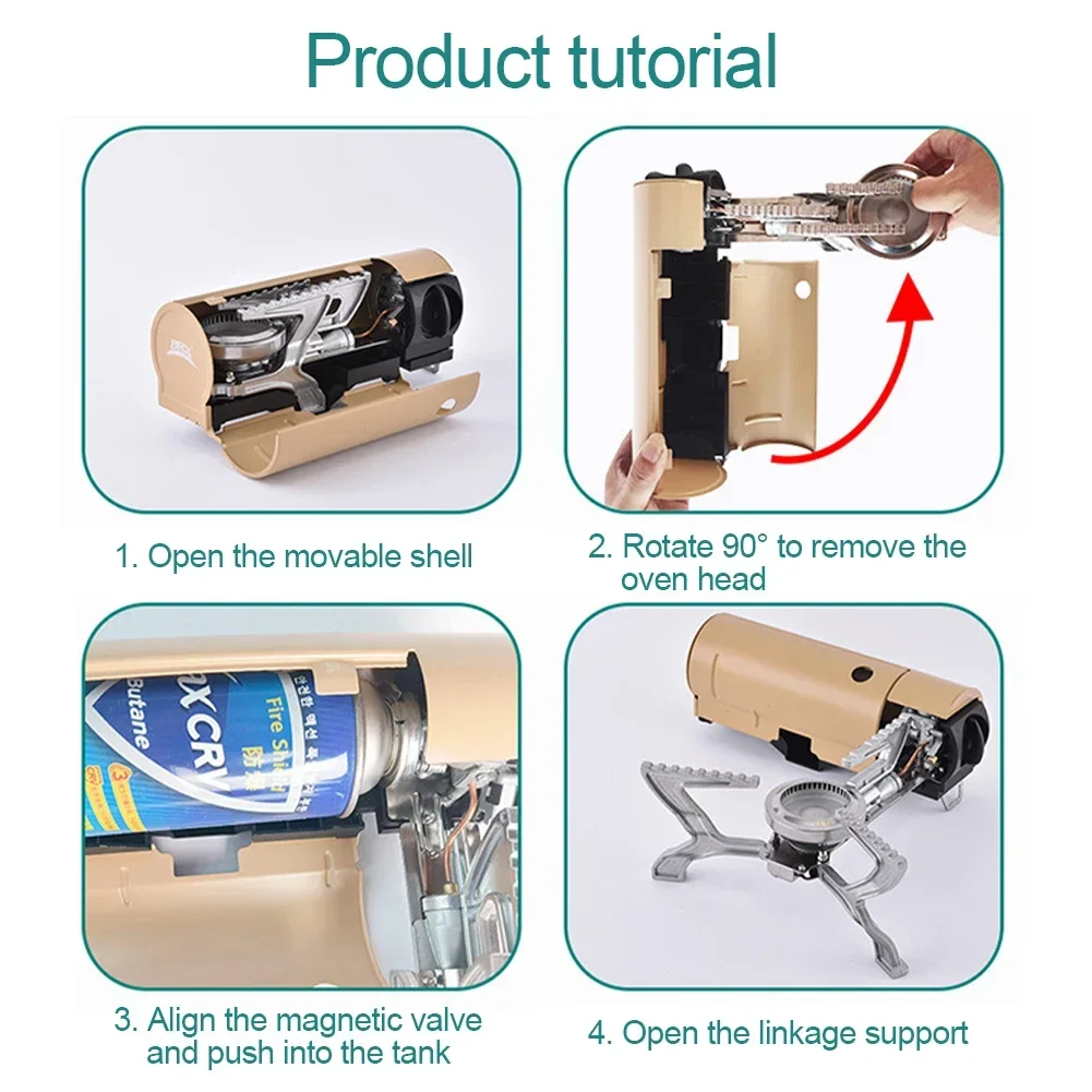 2600W Outdoor Folding Cassette Stove Camping Portable All-In-One Gas Stove Picnic High Fire Stoves Electronic Ignition Equipment