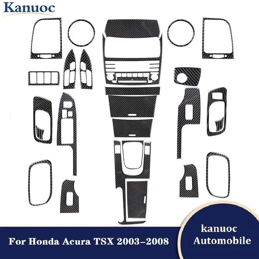 

Car Carbon Fiber Black Stickers Car Interior Decorative Accessories For Honda Acura TSX 2003 2004 2005 2006 2007 2008